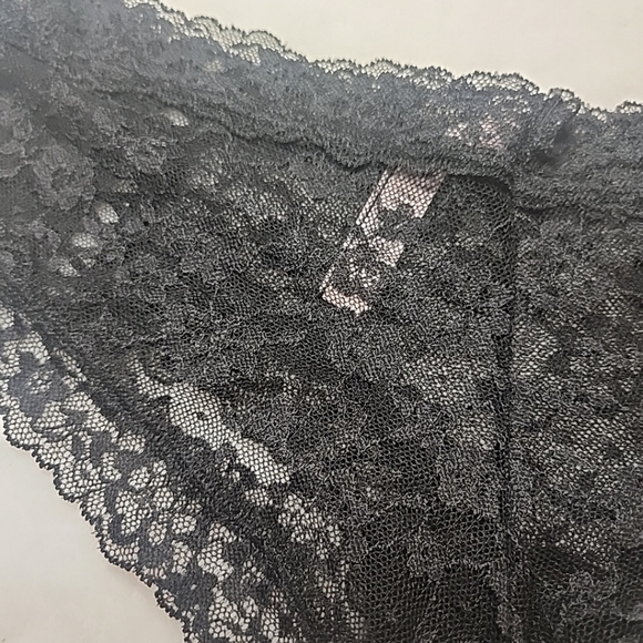 Victoria's Secret Panties Cheeky Panty Lacie Blue Silver Lace Up Strappy Medium - Picture 8 of 8